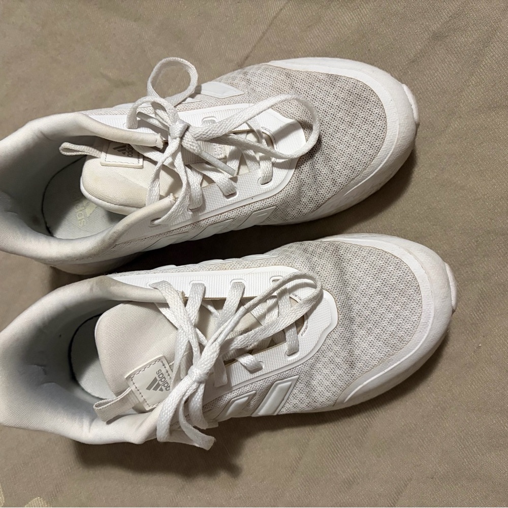 adidas All-White Low-Top Athletic Sneakers